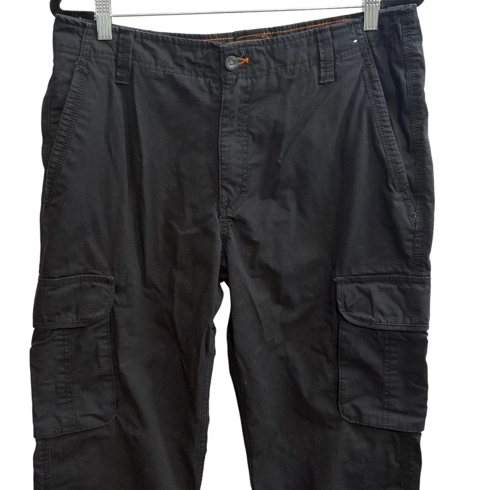 Outdoor Life Black Cargo Pants Extra Zipper Front Pocket Men's Tagged Size 34x34